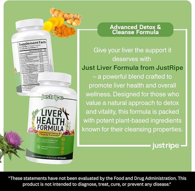 Liver Health Formula, Liver Cleanse Detox & Repair with Artichoke Extract, Milk Thistle, Dandelion and More for Liver Health - Herbal Liver Support Supplement 30 Days Supply (1)
