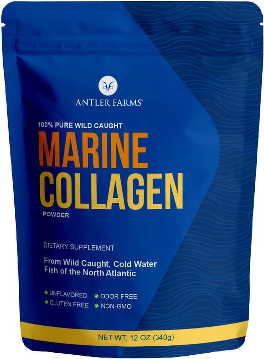 Antler Farms - 100% Pure, Clean Marine Collagen Powder from Wild Caught Pacific Snapper, 12 oz – Soluble in Hot or Cold Liquids, Highly Bioavailable, Rapid Absorption, No Taste or Smell