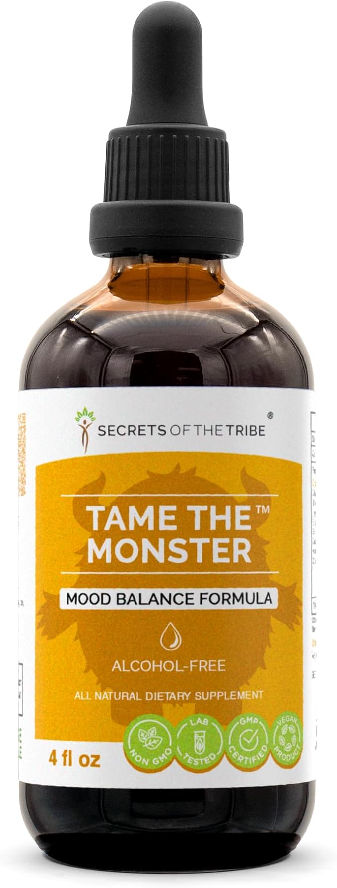Tame The Monster Alcohol-Free Extract, Tincture, Glycerite Ashwagandha,St. John's Wort, Eleuthero Siberian Ginseng, Ginkgo, Valerian. Mood Balance Formula (4 FL OZ)