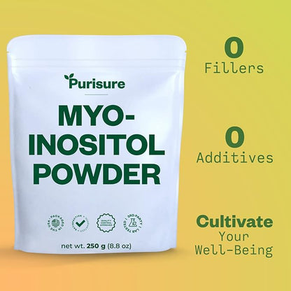 Myo-Inositol Powder, 250g, Fertility, Hormonal Balance and Ovarian Support, Pure Inositol Powder, Myo Inositol Supplement to Support Energy and Brain Wellness, Vegan, Non-GMO, 500 Servings
