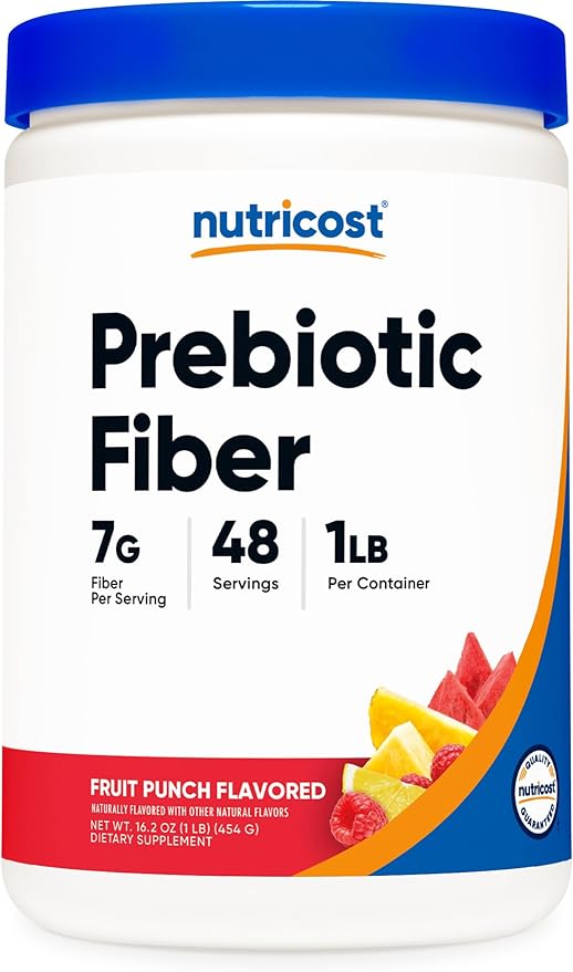Nutricost Prebiotic Fiber Fruit Punch Flavored (1 Pound) - Vegan, Gluten-Free, GMO-Free