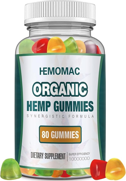 (1-Pack) Organic Hemp Gummies High Potency Edibles Hemp Oil Gummy Supplement Advanced Extra Strength - Extract from Hemp Plant Vegan, Non-GMO