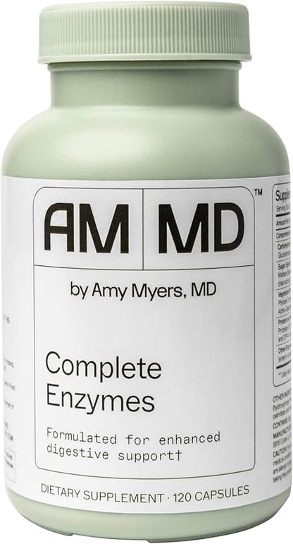 Amy Myers MD Digestive Enzymes for Digestion Aid - 19 Enzymes for Gut Health, Bloating & Stomach Issues - DPP-IV Protease Amylase Lipase Lactase Sucrase - Break Down Protein carb Sugar Fiber 120 Caps
