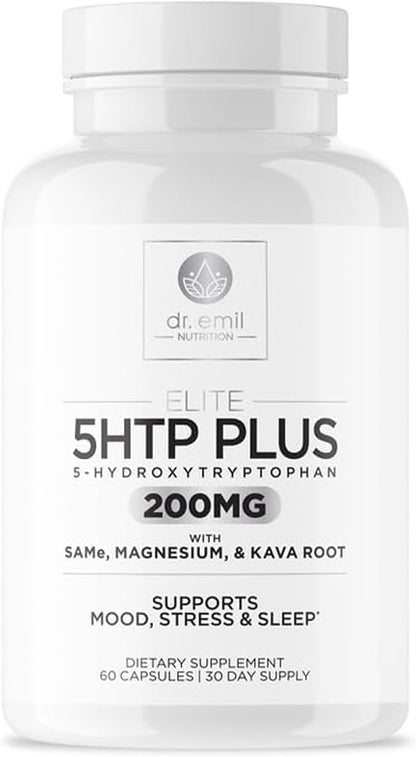 200 MG 5-HTP Elite with Kava Root Extract, Magnesium & SAM-e to Maintain Normal Healthy Sleep & Create a Sense of Wellbeing - 5HTP Supplement with Vitamin B6 - 60 Capsules, 30 Servings
