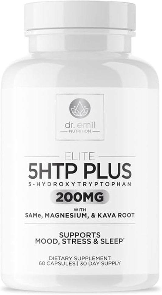 200 MG 5-HTP Elite with Kava Root Extract, Magnesium & SAM-e to Maintain Normal Healthy Sleep & Create a Sense of Wellbeing - 5HTP Supplement with Vitamin B6 - 60 Capsules, 30 Servings