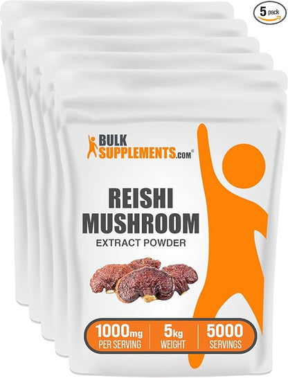 BulkSupplements.com Reishi Mushroom Extract Powder - Mushroom Supplements for Immune Support, Superfood - 1000mg of Ganoderma Lucidum Extract per Serving, Gluten Free (5 Kilograms - 11 lbs)