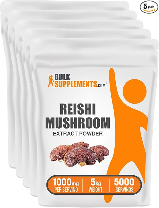 BulkSupplements.com Reishi Mushroom Extract Powder - Mushroom Supplements for Immune Support, Superfood - 1000mg of Ganoderma Lucidum Extract per Serving, Gluten Free (5 Kilograms - 11 lbs)