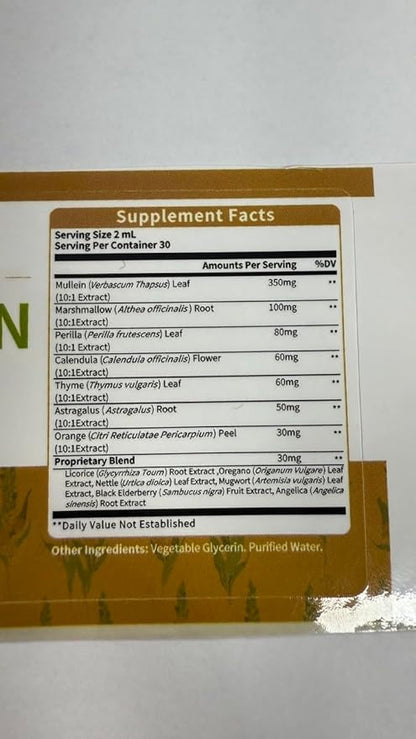 Mullein Leaf Extract Drops - 13-in-1 Botanical Extract Blend with Marshmallow Root for Wellness Support - Mullein Leaf Extract Supplement - Alcohol-Free Tincture, 2 fl oz