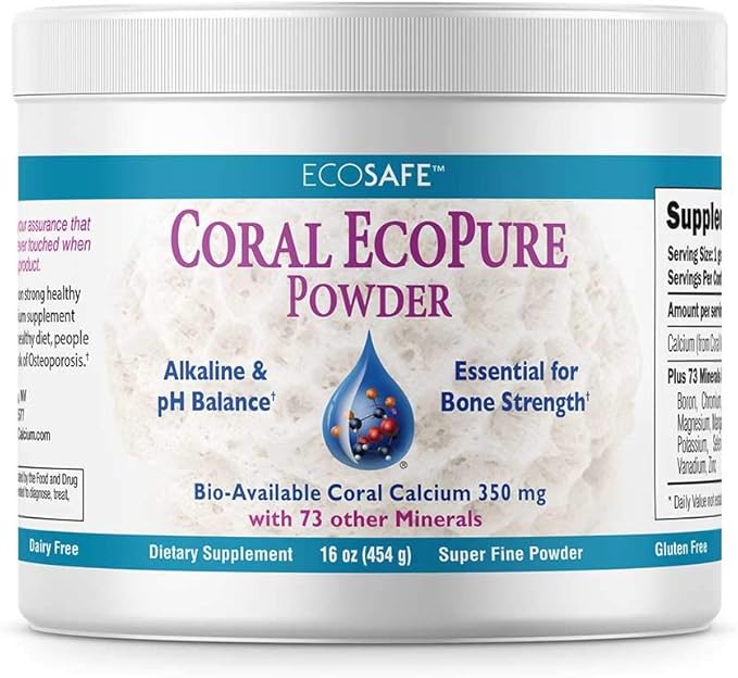 Coral Ecopure Powder, Coral Calcium Powder Supplement with Coral Minerals - 16 Ounces