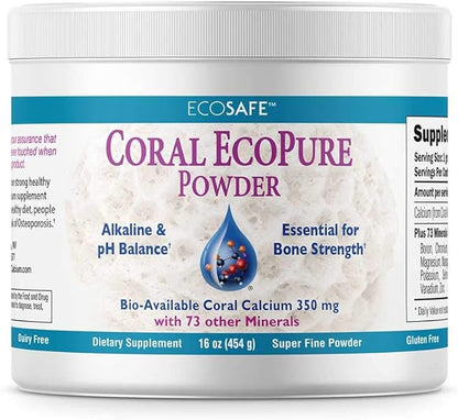 Coral Ecopure Powder, Coral Calcium Powder Supplement with Coral Minerals - 16 Ounces