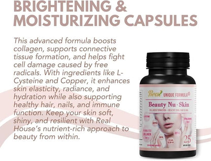 Unique Formula® Premium Beauty Skin 25+ | Hydrolyzed Collagen Type I, Hyaluronic Acid, L-Cysteine, Vitamins C, A, B5, E & Biotin, Copper | Dupport Healthy Skin, Nails, Hair, Glowing Look