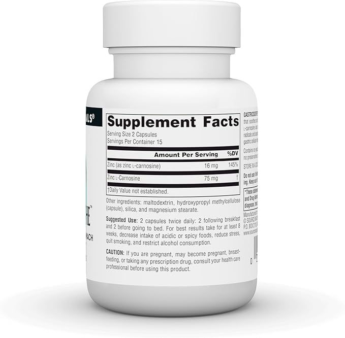 Source Naturals GastricSoothe Zinc L-Carnosine* - 30 Veggie Caps