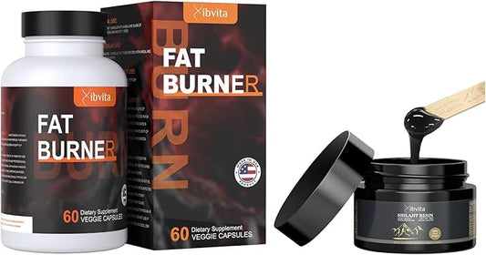 Fat Burner for Men Women & Pure Himalayan Organic Shilajit Resin, Weight Loss Appetite Suppressant, Shilajit with Fulvic Acid & 85+ Trace Minerals Supplement for Energy Boost & Immune Support