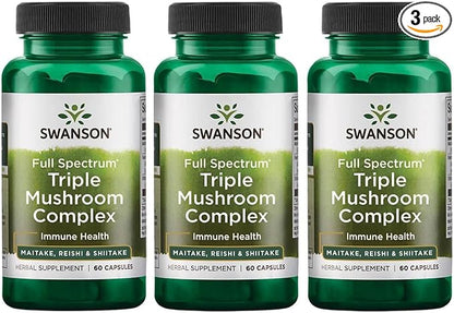 Swanson Full Spectrum Triple Mushroom Complex 60 Capsules (3 Pack)