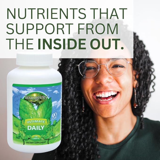 Youngevity Ultimate Daily Mega Multivitamin - 20+ Vitamins and Minerals w/ CoQ10 - Vitamins A, C, D, E, Zinc, Folate, Selenium, Calcium, Chromium, and More - High Absorption 180 Tablets (Pack of 4)