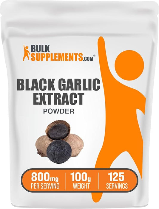 BulkSupplements.com Black Garlic Extract Powder - Aged Garlic Extract, Herbal Supplement - Vegan & Gluten Free, 800mg per Serving, 100g (3.5 oz) (Pack of 1)