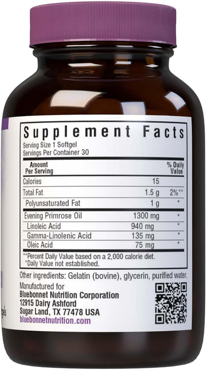 BlueBonnet Evening Primrose Oil Softgels, 1300 mg, 30 Count