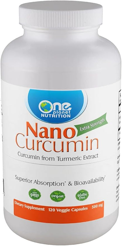 Nano Curcumin 500 mg Veggie Capsules (240 Servings), Family Size, Nano for High Absorption, Supports Immune Health, Non-GMO, Vegan, Gluten-Free