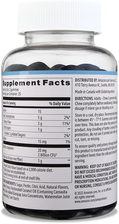 Amazon Basics Prebiotic & Probiotic Gummies, 2 Billion CFU, Blue Raspberry, 50 Count (2 per Serving) (Previously Solimo) (Pack of 2)