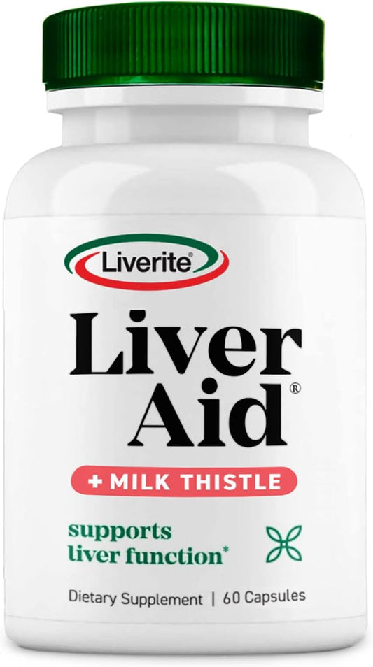 LIVERITE Liver Aid with Milk Thistle 60 Capsules, Liver Support, Liver Cleanse, Liver Care, Liver Function, Energy