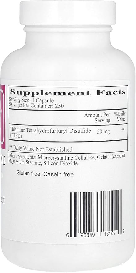 Ecological Formulas Allithiamine Vitamin B1 Capsule, 50 mg, 250 Count