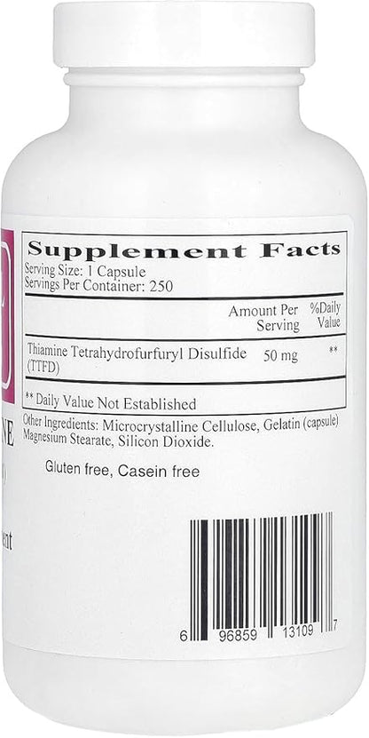 Ecological Formulas Allithiamine Vitamin B1 Capsule, 50 mg, 250 Count