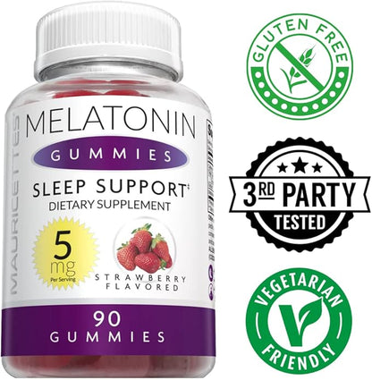 Melatonin Gummies for Kids and Adults - 5mg Sleep Support Aid for Better Sleeping Quality, Great-Tasting, Ideal for Children, Teens, and Adults 90 5 mg Gummy's
