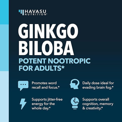 Ginkgo Biloba 120mg with Phosphatidylserine - Nootropic Brain Health, Memory, and Focus Supplement - Supports Cognitive Function, Mental Clarity, and Alertness - 60 Non-GMO Capsules, 2 Month Supply