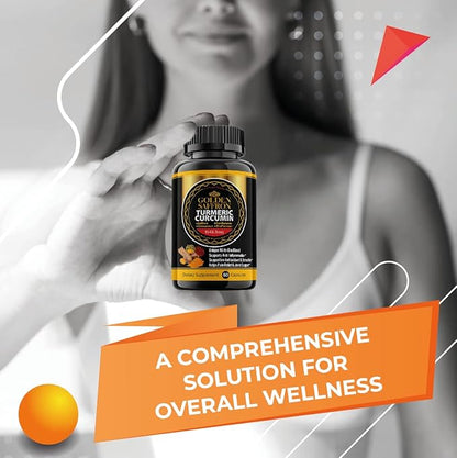 GOLDEN SAFFRON Turmeric Curcumin Supplement with Bioperine, Saffron, Cinnamon, and Ginger - High Potency, Non-GMO, Gluten-Free Supplement for a Better Effectiveness. Made in USA