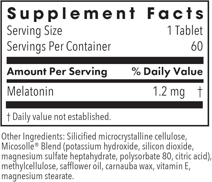 Allergy Research Group Slow Motion Melatonin - Sleep Aid, Low Dose, Lipid Matrix, 1mg Supplement, Pure, Hypoallergenic, Scored Tablets - 60 Count