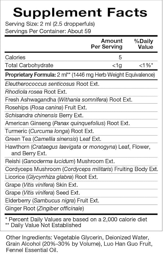 Natura Health Products Vital Adapt Supplement - Daily Nourishing Adaptogenic Tonic for Endocrine Function Support - Featuring Rhodiola, Ashwagandha, Cordyceps, Reishi (4 Fluid oz)