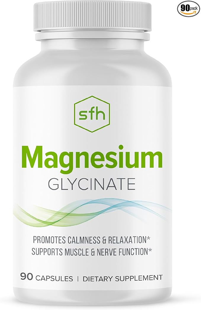 SFH Magnesium Glycinate 183mg - Highly Absorbable for Relaxation, Sleep & Recovery, Gentle on Stomach, Easy-to-Swallow Capsules, 45-Day Supply