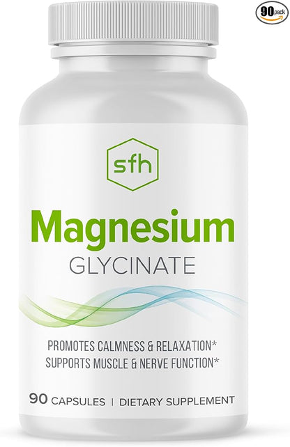 SFH Magnesium Glycinate 183mg - Highly Absorbable for Relaxation, Sleep & Recovery, Gentle on Stomach, Easy-to-Swallow Capsules, 45-Day Supply