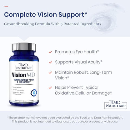 1MD Nutrition VisionMD Eye Vitamin CARMIS - with Lutein & Zeaxanthin | Supports Vision Health, Everyday Eye Strain, & Occasional Dry Eye | 90 Softgels (3-Pack)