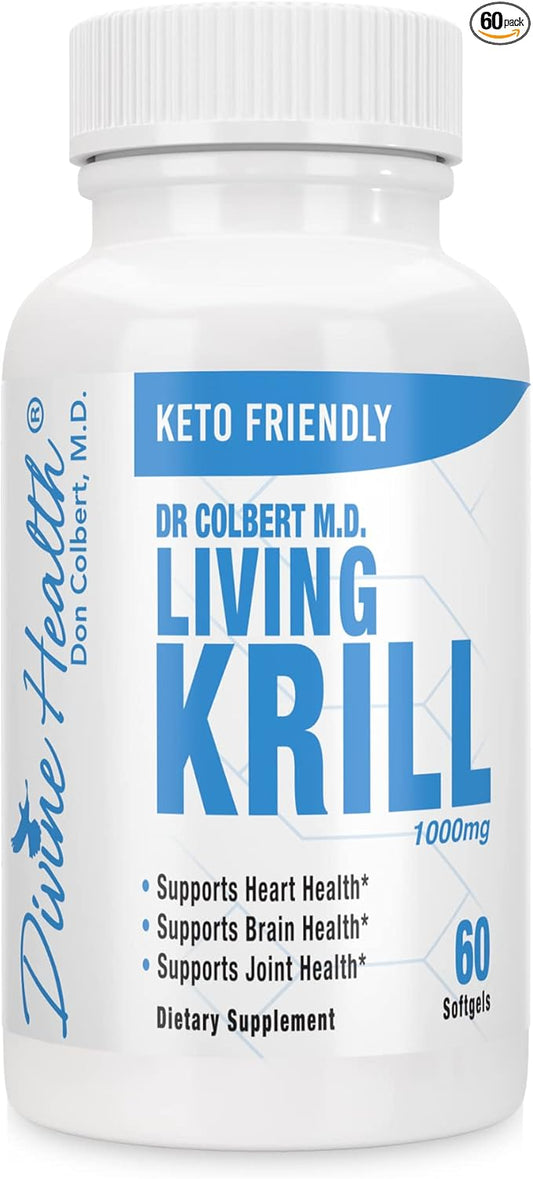 Divine Health Dr.Colbert MD Living Krill Oil 1000mg Per Softgel Plus DHA & EPA | 60 Servings