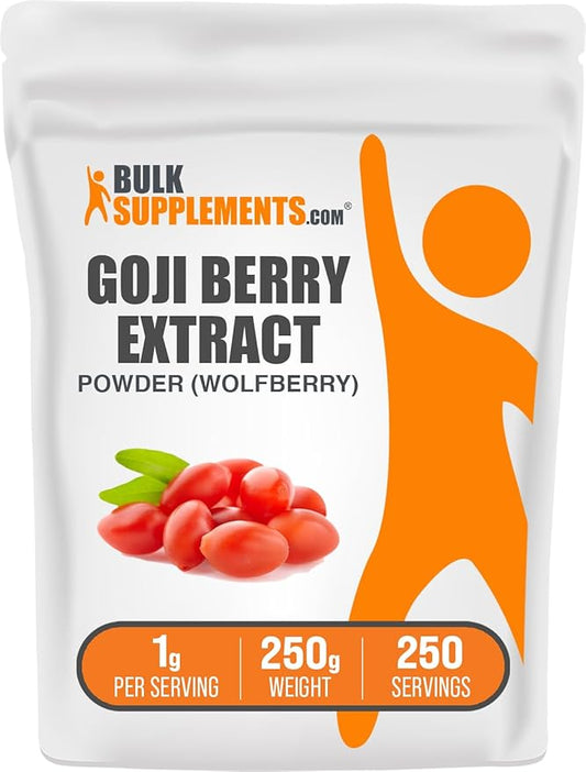 BulkSupplements.com Wolfberry Extract Powder - Goji Berry Supplements, Goji Berry Extract, Herbal Supplement, Gluten Free, 1000mg per Serving, 250g (8.8 oz) (Pack of 1)