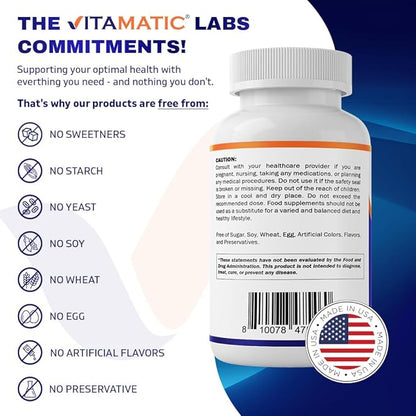 Vitamatic Ferrous Gluconate 324 mg + Vitamin C 100 mg (65 mg Elemental Iron) – High Potency Iron Supplement – Gentle on Stomach, No Artificial Colors – 250 Coated Tablets, Made in USA