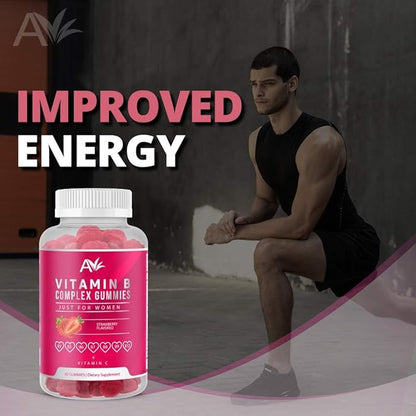 Avilana Vitamin B Complex Just for Women Vegan Gummies with Vitamin B12, B7 (Biotin), B6, B3 (Niacin), B5, B6, B8, B9 (Folate)s, Energy and Healthy Immune System (1 Pack)