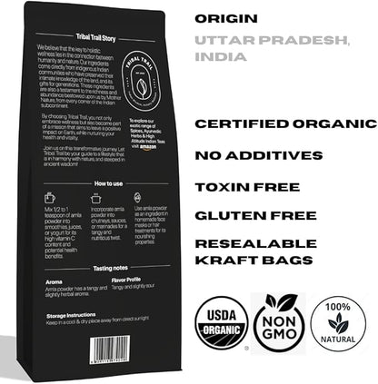 Organic Amla Powder (Indian Gooseberry) | 8.01 oz | USDA Organic & Non-GMO | Raw from India | Healthy Hair & Skin | Recyclable Kraft Bags