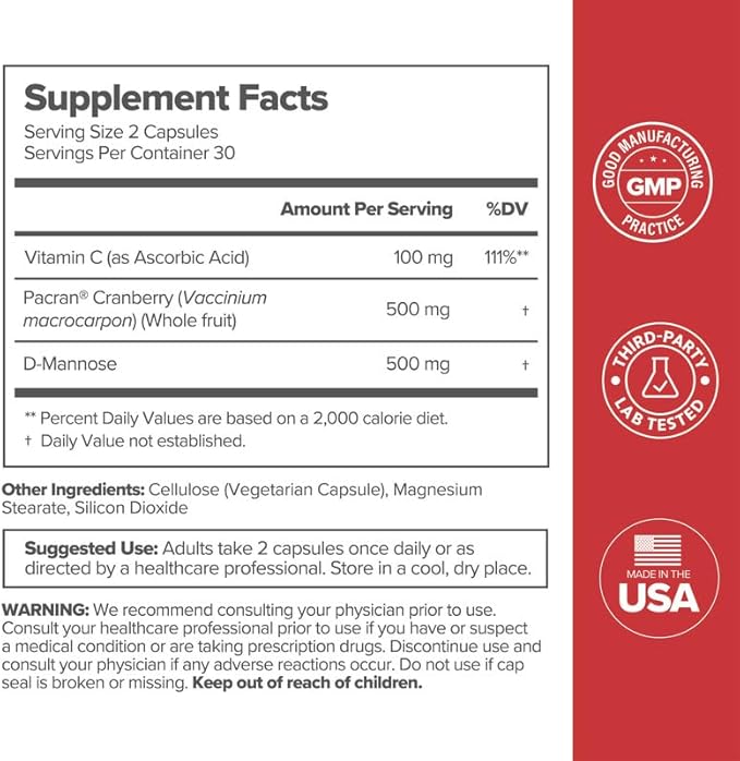 O Positiv URO Urinary Tract Health Supplement for Women, 60 Count (Pack of 2) - Urinary Support Vitamins with Pacran Complete Cranberry Extract, D-Mannose, & Vitamin C - Vegan & Gluten-Free