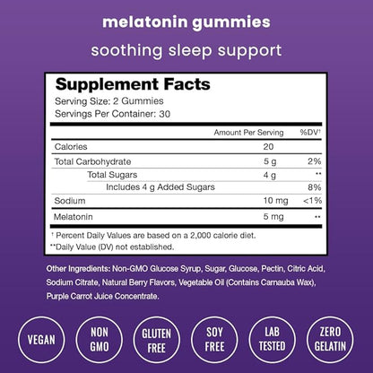 NutraChamps Melatonin Gummies for Kids & Adults, Natural Sleep Aid Drug-Free, Vegan Berry Flavor Kids Melatonin Gummy Supplement, 2.5mg, 5mg or 10mg Dose, Sleeping Pills Substitute