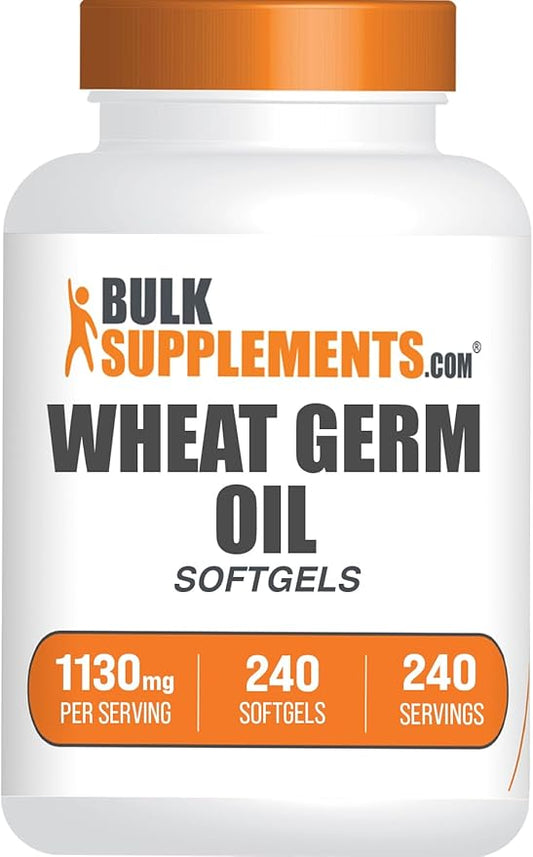 BulkSupplements.com Wheat Germ Oil Softgels - Wheat Germ Oil Supplement, Wheat Germ Oil 1130mg - Nutritional Supplement & Soy Free, 1 Softgel per Serving, 240 Softgels (Pack of 1)