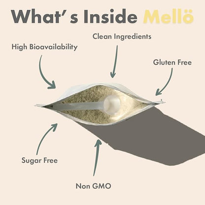 Mellö Magnesium Supplement Superblend Powder - Magnesium Glycinate with L-Theanine, GABA, and 70 Trace Minerals - Supports Sleep, Relaxation, Balanced Energy - Lemon Flavor, 30 Servings