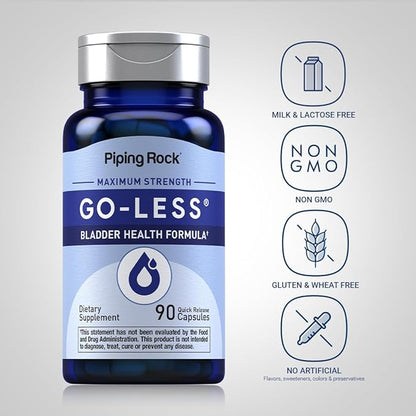 Piping Rock Bladder Control Pills | 90 Capsules | Go Less Bladder Health Formula | Maximum Strength for Men and Women | Non-GMO, Gluten Free Supplement