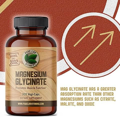Magnesium Glycinate 165mg/caps (3 caps/Day for 500mg) - 300 caps - Magnesium Supplement from Canada - Magnesium Pills Supplement - Magnesio Glycinate Capsule Made in Canada