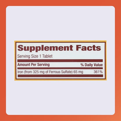 Rugby - Ferrous Sulfate 325 mg. - 100 Tablets