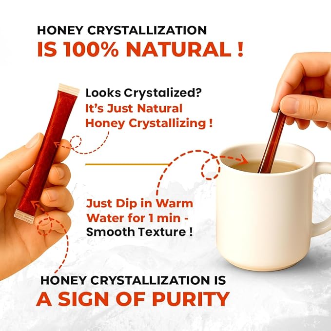 Himalayan Shilajit Honey Sticks | 75%+ Fulvic Acid & Trace Minerals | 10 Premium sticks for men and women | Raw Honey, Saffron & Himalayan Shilajit Resin from 16,000+ ft | USA-Based Seller