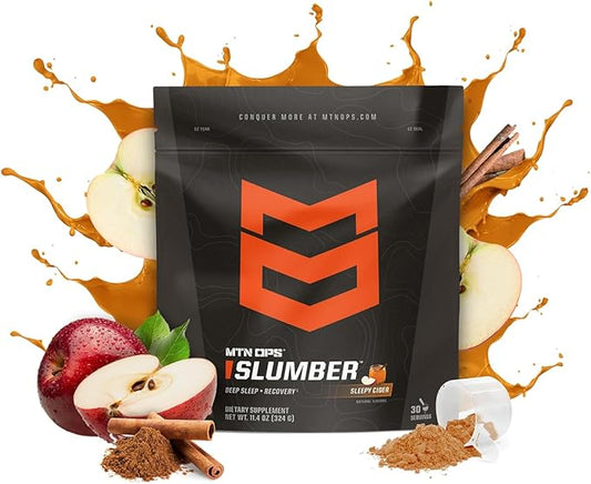 MTN OPS Slumber Sleep Aid for Muscle Recovery & Deep Sleep, Sleepy Cider Sleep Support Powder Drink Mix, 30 Servings