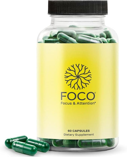 Think FOCO Capsules (13+) Focus Supplement for Teens & Adults - Natural Focus in 30 Minutes - Brain Supplements for Memory and Attention - Vegan Vitamin, Gluten Free Supplements, Non GMO Vitamins