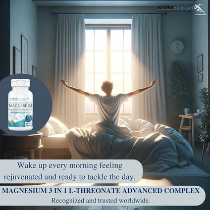 (120 Capsules), 2,253mg Per Serving, Providing 420mg Elemental Magnesium, L-Threonate, Bisglycinate Chelate, Malate, from Kappa Nutrition.